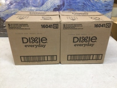 Lot of (2)&nbsp;Dixie Disposable Dinner Size&nbsp;Plates, 5 Packs of 44 - New/Unopened