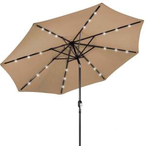 Solar LED Lighted Patio Umbrella w/ Tilt Adjustment, UV-Resistance 