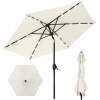 Outdoor Solar Patio Umbrella w/ Push Button Tilt, Crank Lift