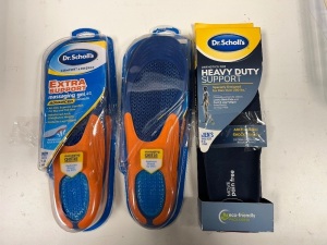 Lot of (3) Dr Scholl's Shoe Inserts, Extra Support & Heavy Duty