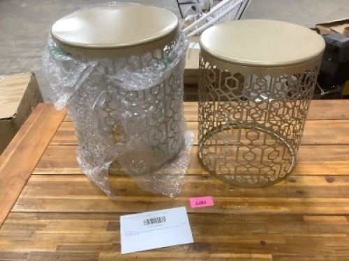 Set of 2 Gold Round Accent Tables