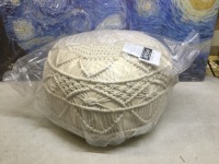 Pouf Ottoman Hand Woven Cable Style Dori Pouf, 20" x 20" x 14" - Appears New&nbsp;