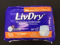 LivDry Unisex Protective Underwear, 18pk Size L