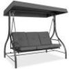 3-Seat Outdoor Canopy Swing Glider Furniture w/ Converting Flatbed Backrest&nbsp;