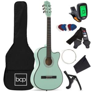 Beginner Acoustic Cutaway Guitar Set w/ Case, Strap, Capo - 38in 