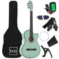 Beginner Acoustic Cutaway Guitar Set w/ Case, Strap, Capo - 38in&nbsp;