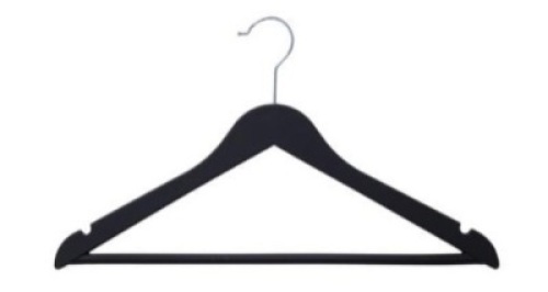 Case of Black Heavy Duty Wood-Like Rubber Coated Suit Hangers, 24 Pack - Appears New&nbsp;