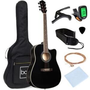 Full Size Beginner Acoustic Guitar Set with Case, Strap, Capo - 41in 