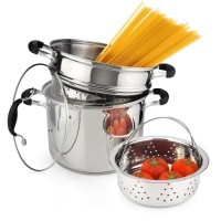 AVACRAFT 18/10 Stainless Steel, 4 Piece Pasta Pot With Pasta Pot Insert, And Steamer Basket With Glass Lid, 7 Quart - Appears New&nbsp;