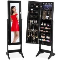 6-Tier Standing Jewelry Mirror Armoire w/ LED Lights&nbsp;