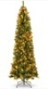 12ft Pre-Lit Spruce Pencil Christmas Tree w/ Berries, Pine Cones