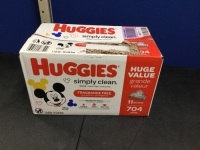 Huggies Simply Clean Baby Wipes, 11 Packs of 64 Wipes - Appears New&nbsp;