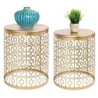 Set of 2 Decorative Round Side Accent Table Nightstands w/ Nesting Design&nbsp;