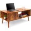 Wooden Mid-Century Modern Coffee Accent Table w/ Open Storage Shelf&nbsp;