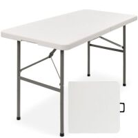 4ft Portable Folding Plastic Dining Table w/ Handle, Lock&nbsp;