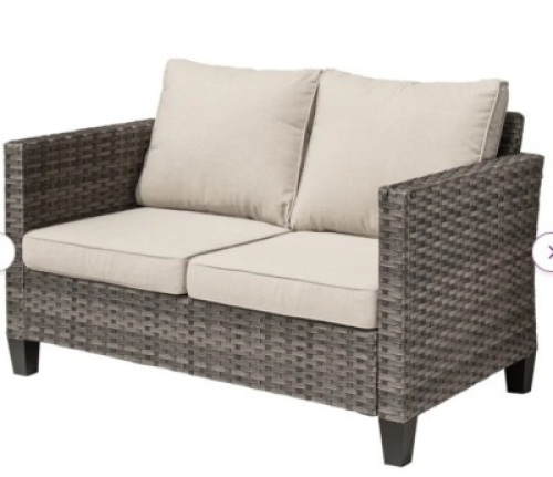 Outdoor Wicker Loveseat with Cushions