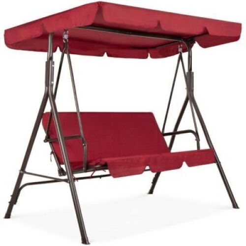 2-Person Outdoor Canopy Swing Glider Furniture w/ Cushions, Steel Frame&nbsp;