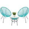 3-Piece All-Weather Patio Acapulco Bistro Set w/ Rope, Glass Top Table 