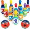 Multicolor Soft Lightweight Foam Bowling Toy Set 10 Numbered Pins 2 Balls Carrying Case&nbsp;