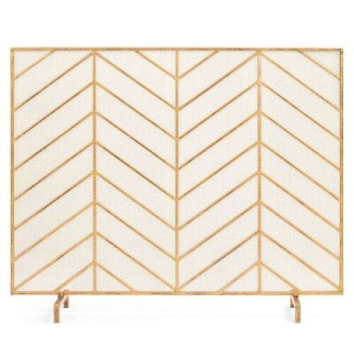 Single Panel Iron Chevron Fireplace Screen w/ Antique Finish - 38x31in&nbsp;