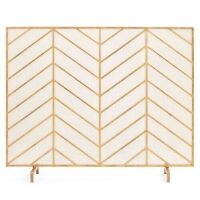 Single Panel Iron Chevron Fireplace Screen w/ Antique Finish - 38x31in&nbsp;