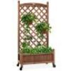 Wood Planter Box & Lattice Trellis w/ Drainage, Optional Wheels - 48in&nbsp;