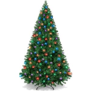 6' Premium Artificial Pre-Lit Pine Christmas Tree w/ 1,000 Tips, 250 LED Lights 