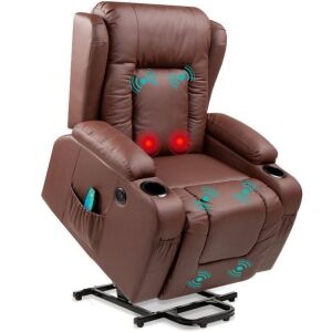 Electric Power Lift Recliner Massage Chair w/ Heat, USB Port, Cupholders 