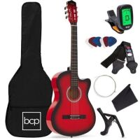 Beginner Acoustic Cutaway Guitar Set w/ Case, Strap, Capo - 38in&nbsp;