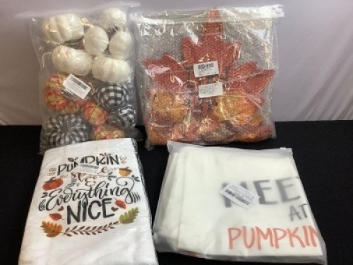 Fall Decor Bundle-Pillow Covers, Towels, Pumpkins, Wall Decor