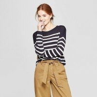 Case of A New Day Women's Striped Long Sleeve Crewneck Sweater, Small - New