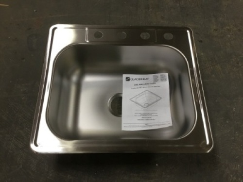 Glacier Bay&nbsp;Drop-In Stainless Steel 25 in. 4-Hole Single Bowl Kitchen Sink - Appears New&nbsp;