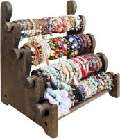 TOPNEW 4 Tier Wooden Bracelet Holder