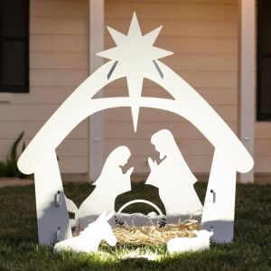 Christmas Nativity Scene Yard Decoration w/ Water Resistant PVC - 4ft 