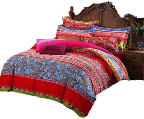 Lot of (2)&nbsp;ABREEZE Bohemian Duvet Cover Ethnic Boho Cotton Bedding 3 Piece Set Full Size - Appear New&nbsp;&nbsp;