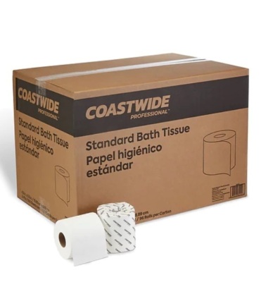 Case of Coastwide 2-Ply Standard Toilet Paper, 500 Sheets/Roll, 96 Rolls/Carton