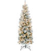 6ft Pre-Lit Snow Flocked Artificial Pencil Christmas Tree