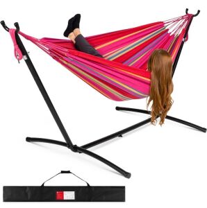 2-Person Brazilian-Style Double Hammock w/ Carrying Bag and Steel Stand 