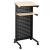 Wheeled Lectern with Storage Shelf, Tilted Top Board & Edge Stopper 