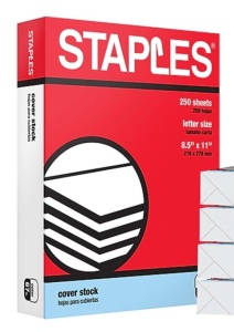 4 Reams Staples Cover Stock, 8.5x11