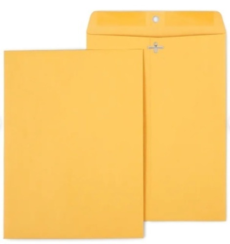 Lot of (2) Boxes of Staples 9x12 Clasp Gummed Envelopes, 100 per Box