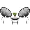 3-Piece All-Weather Patio Acapulco Bistro Set w/ Rope, Glass Top Table