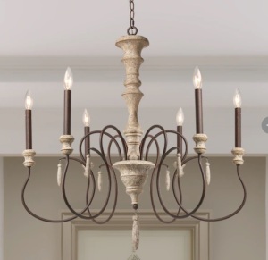 6-Light Distressed Wood French Country/Cottage LED Chandelier