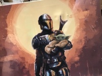 Lot of (7) Mandalorian Holding The Child Canvas Prints - Appear New with Light Cosmetic Damage