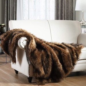 Luxury Plush Faux Fur Throw Blanket, 90''x 90''