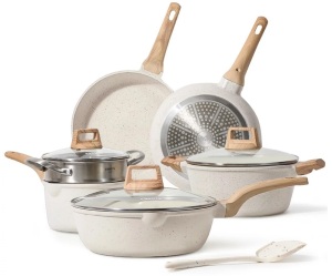 Carote 10 Pcs White Granite Non-Stick Cookware Sets