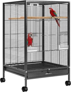 VIVOHOME 30 Inch Height Wrought Iron Bird Cage with Rolling Stand