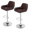 Set of 2 Mid-Century Adjustable Leather Counter Swivel Stools