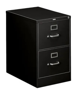 HON 310 Series 2-Drawer Vertical File Cabinet, Locking, Legal, Black, 26.5"D 