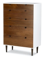 5 Drawer White/Walnut Dresser